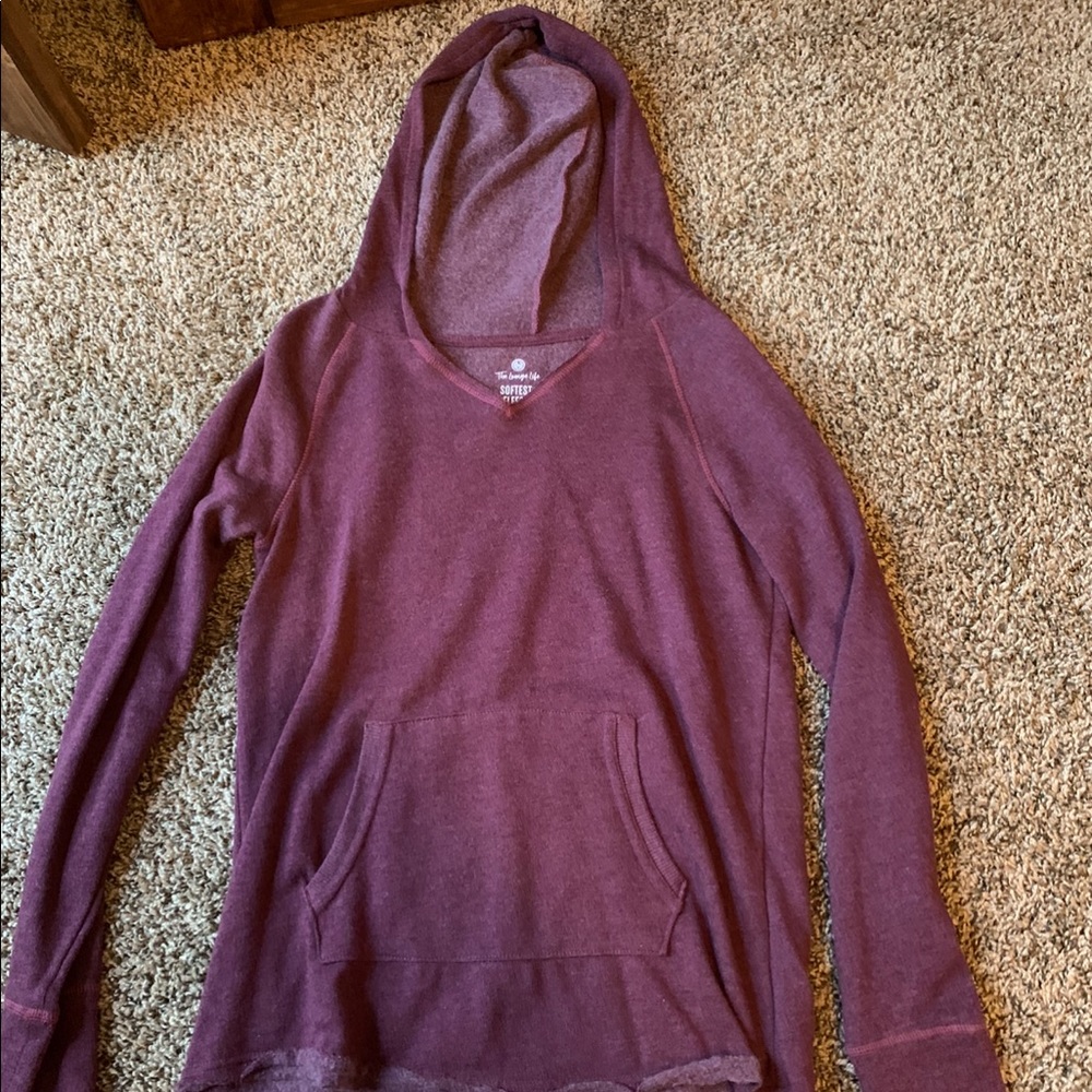 High-low fleece sweater